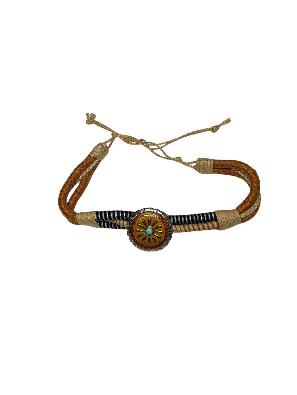 Handcrafted Leathercraft Accessory Belt Turquoise Accent - Picture 2 of 7